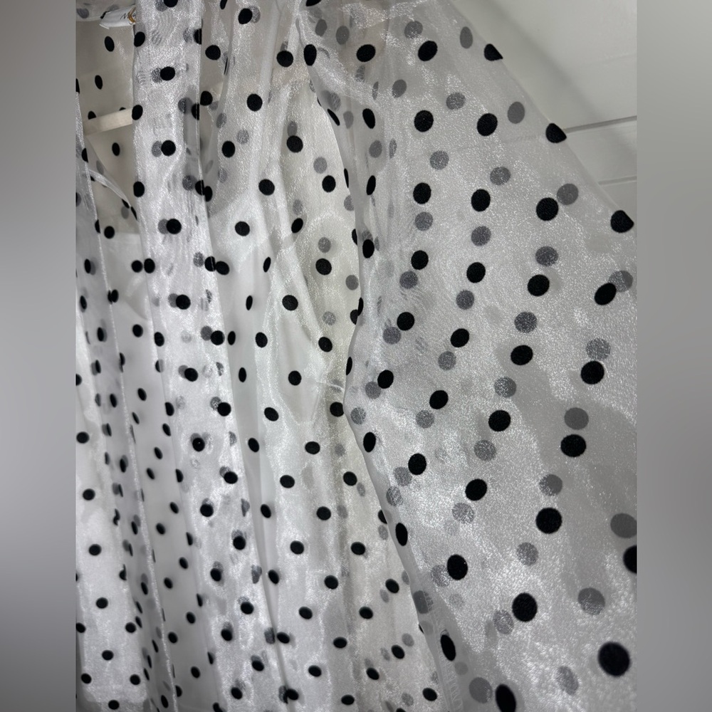 Melograno Rico White Sheer Blouse with Black Polka Dots & White Tank - Picture 4 of 10